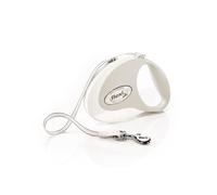 Flexi® Style Laisse rétractable pour Chien, Ruban Ergonomique, Durable et sans nœuds, pour Promenade des Chiens jusqu'à 25 kg, 4,9 m, Taille M, Blanc/Gris