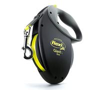 flexi USA Laisse rétractable géante Fluo (Ruban), Ergonomique, Durable et sans nœuds, pour Chiens pesant jusqu'à 50 kg, 8 m, Taille L, Noir
