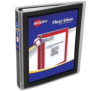 Flexi-View Binder, 1" Capacity, Letter, Round ring, Black, Sold as 1 Each