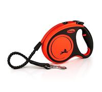 Flexi® Xtreme M | Laisse rétractable à Sangle renforcée de 5 m pour Chiens jusqu'à 35 kg | Orange | Laisse à Enrouleur | Soft Stop | Amortisseur integré | Poids : 350 g | Dimensions : 12,8 x 17,7 cm