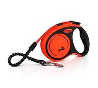 Flexi® Xtreme S Sangle 5 m Noir/Orange, Laisse rétractable pour Chiens jusqu'à 20 kg