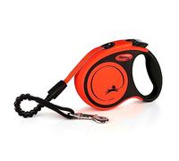 flexi® Xtreme XS | Laisse rétractable à sangle de 3 m pour petits chiens jusqu'à 15 kg | Format de poche | poignée à 3 doigts | Orange | Laisse à enrouleur | Poids : 150 g | Dimensions : 8,9 x 12,3 cm