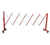 Flexibarrier Clôture de sécurité extérieure flexible extensible sur roulettes pour école, contrôle de la foule, usines d'hôpital - Blanc et rouge 3,6 m