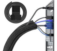 Flexible Adjustable Computer Cable Management Cable Tidy 3 Metre ¿12-20 mm Braided Cable Management Cable Storage Slotted in Pet,Cable Cover Protection for Automobiles/TV/Computer Cables