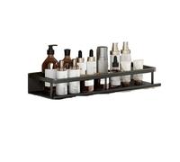 Flexible De Douche 1 pièce support de salle bain mural shampooing et rangement cosmétique étagère douche en aluminium serviette brosse à dents dent tasse stockage(50cm Black)