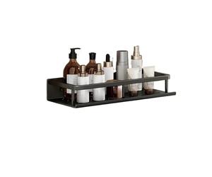 Flexible De Douche 1 pièce support de salle bain mural shampooing et rangement cosmétique étagère douche en aluminium serviette brosse à dents dent tasse stockage(40cm Black)
