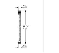 GROHE Flexible tuyau de douche salle de bains VitalioFlex métallique TwistStop 1750mm, anti-pliures, finition brillante, raccord fileté universel 1/2", chromé, 22100000 (Import Allemagne)