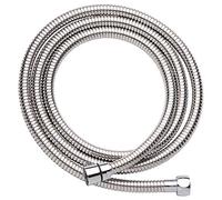 Flexible de douche universel en acier inoxydable extensible de 175 à 225 cm. Finition chromée brillante. Tuyau spécialement renforcé pour plus de résistance. Pièces de rechange d'origine garanties