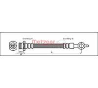 Flexible de frein 180mm METZGER pour OPEL FRONTERA B