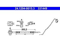 Flexible de frein 24.1294-0015.3 ATE pour AUDI VW SEAT