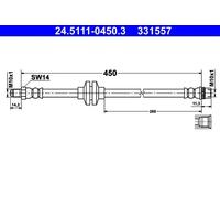 1x Flexible de frein ATE 24.5111-0450.3 convient pour RENAULT DACIA