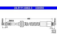 Flexible de frein 24.5111-0462.3 ATE pour CITROËN FIAT LANCIA PEUGEOT