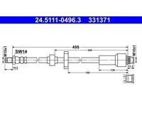 Flexible de frein 24.5111-0496.3 ATE pour CITROËN DS PEUGEOT