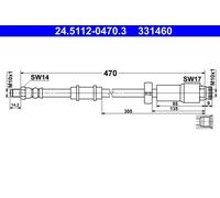 Flexible de frein 24.5112-0470.3 ATE pour PEUGEOT FIAT CITROËN