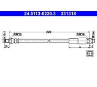 Flexible de frein 24.5113-0220.3 ATE pour AUDI 100 C3 A trois volumes V8 A4 B5