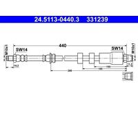 ATE Flexible de frein 24.5113-0440.3 pour BMW Série 3 (E90) Essieu avant