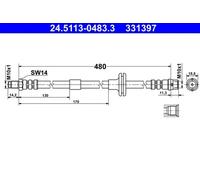 1x Flexible de frein ATE 24.5113-0483.3 convient pour MERCEDES-BENZ