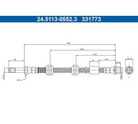 Flexible de frein 24.5113-0552.3 ATE pour VW TRANSPORTER T5 Autobus/Autocar