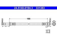 ATE Flexible de frein 24.5140-0194.3 pour VW Transporter T5 Fourgon / Multivan T5