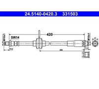 Flexible de frein 24.5140-0420.3 ATE pour FORD C-MAX II C-MAX II Van GRAND C-MAX