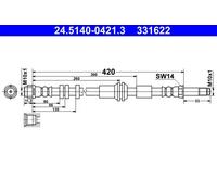 ATE Flexible de frein 24.5140-0421.3 pour Audi A6 C7 (4G2/4GC) Avant et Allroad 2011-2018