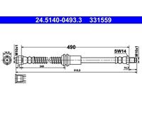 Flexible de frein 24.5140-0493.3 ATE pour MERCEDES-BENZ CLASSE GLK