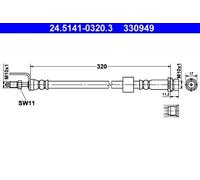 Flexible de frein 24.5141-0320.3 ATE pour FORD TRANSIT Autobus/Autocar