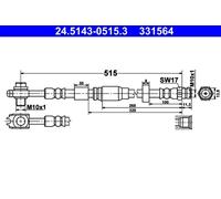 Flexible de frein 24.5143-0515.3 ATE pour SKODA VW SEAT