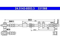 Flexible de frein 24.5143-0553.3 ATE pour SEAT VW AUDI