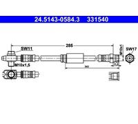 ATE Flexible de frein 24.5143-0584.3 pour VW Beetle, Golf VI Variant, Jetta IV