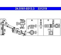 Flexible de frein 24.5161-0313.3 ATE pour CITROËN PEUGEOT