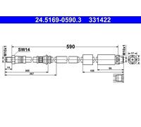 Flexible de frein 24.5169-0590.3 ATE pour BMW 3 Touring 1 2 Coupé 2 Décapotable