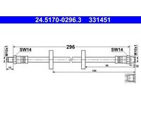 ATE Flexible de frein 24.5170-0296.3 pour VW Audi
