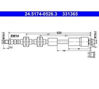 Flexible de frein 24.5174-0526.3 ATE pour BMW 3 Décapotable Z4 Roadster 1 3
