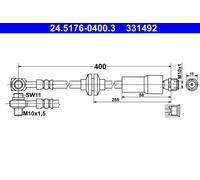 Flexible de frein 24.5176-0400.3 ATE pour CHEVROLET OPEL