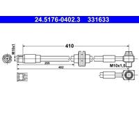 Flexible de frein 24.5176-0402.3 ATE pour OPEL CHEVROLET