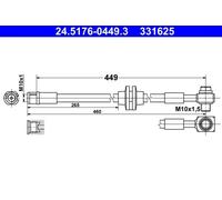 Flexible de frein 24.5176-0449.3 ATE pour OPEL VAUXHALL
