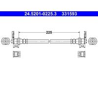 Flexible de frein 24.5201-0225.3 ATE pour PEUGEOT TOYOTA CITROËN