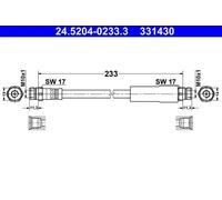 Flexible de frein 24.5204-0233.3 ATE pour VW AUDI SEAT SKODA