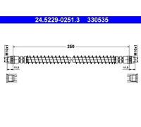 Flexible de frein 24.5229-0251.3 ATE pour CITROËN PEUGEOT FIAT LANCIA
