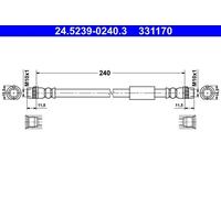 ATE Flexible de frein pour CITROËN FIAT PEUGEOT 24.5239-0240.3