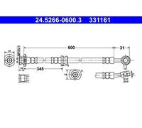 Flexible de frein 24.5266-0600.3 ATE pour NISSAN QASHQAI / QASHQAI +2 I