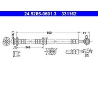 ATE Flexible de frein 24.5266-0601.3 pour NISSAN QASHQAI / QASHQAI +2 I