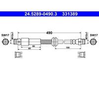 Flexible de frein 24.5289-0490.3 ATE pour VW CADDY III Monospace