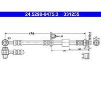 Flexible de frein 24.5298-0475.3 ATE pour SMART MITSUBISHI