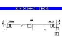 Flexible de frein 83.6124-0304.3 ATE pour VOLVO V70 II S60 I