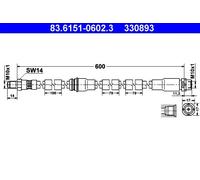 Flexible de frein 83.6151-0602.3 ATE pour BMW X5 X6