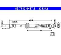 Flexible de frein 83.7713-0487.3 ATE pour MERCEDES-BENZ CLASSE E CLS