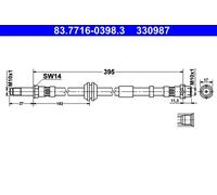 Flexible de frein 83.7716-0398.3 ATE pour VOLVO C30 C70 II Décapotable S40 II