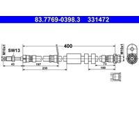 Flexible de frein 83.7769-0398.3 ATE pour FORD FOCUS III A trois volumes